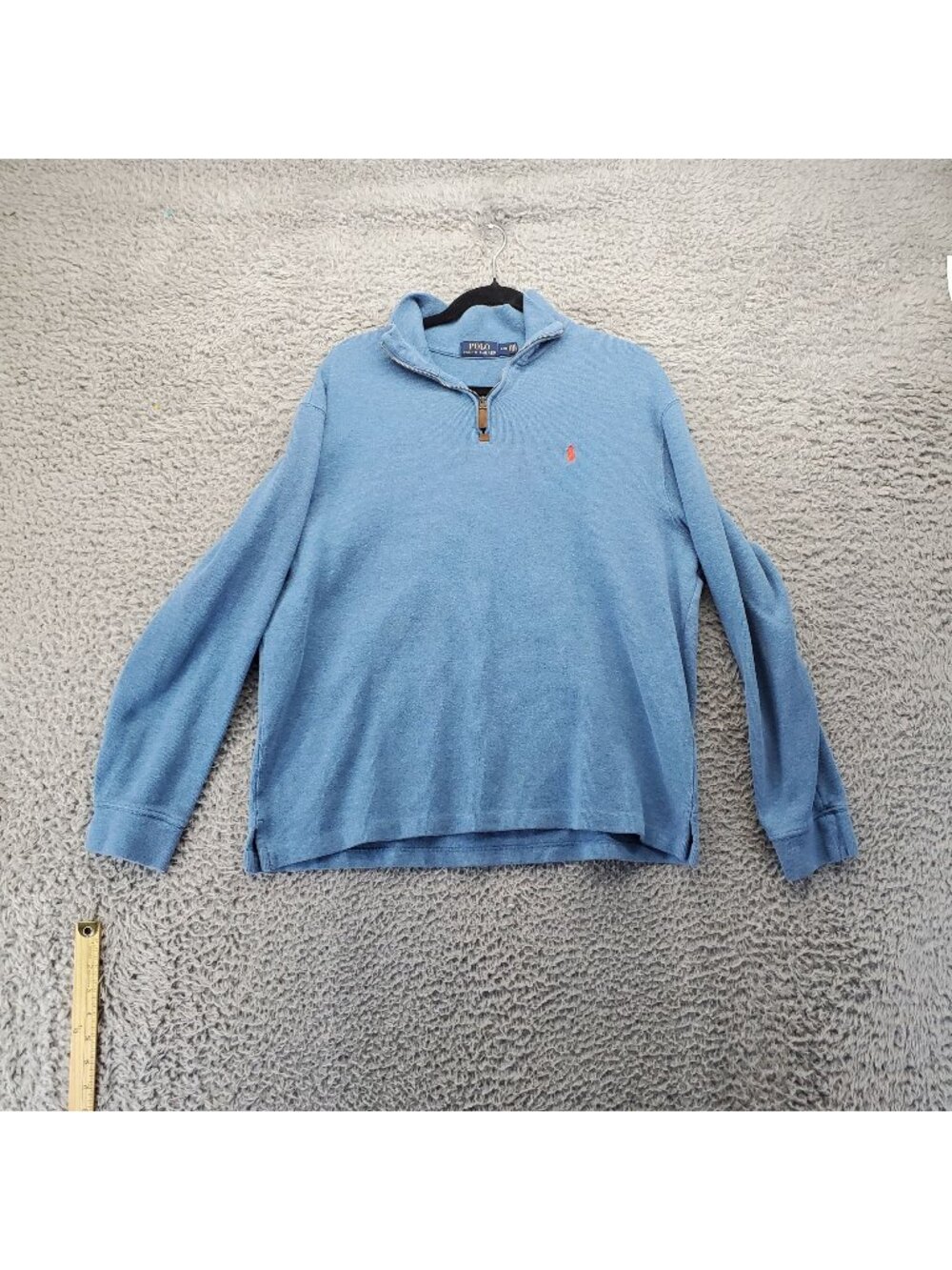 Polo Ralph Lauren Sweater Mens Large Blue 1/4 Zip Cotton Casual Lightweight Knit